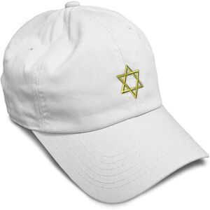 Unisex White Design Only 100% Cotton Star Embroidery Adjustable Baseball Cap